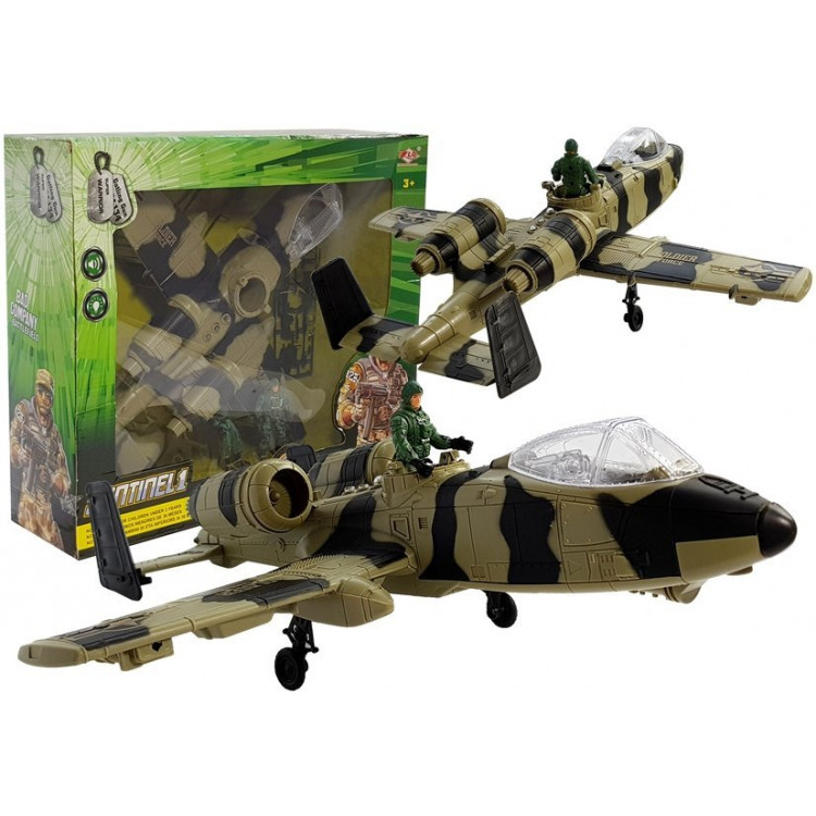 Vojenské lietadlo svetlo+zvuk 49 cm Zeleno-čierne